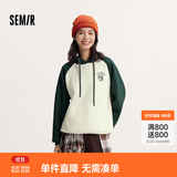 森马（Semir）[商场同款]中国国家地理系列卫衣女图案2024新款加绒宽松冬装 白绿色调00314 S
