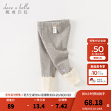 戴维贝拉（DAVE＆BELLA）加绒女童打底裤儿童休闲裤加厚宝宝裤子洋气小童长裤秋冬新款童裤 灰色【现货】 90 cm（建议身高80-90cm）
