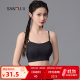 三福2024新款运动风文胸女固定杯抹胸美背细肩带裹胸吊带背心内衣 黑色 80B
