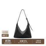 裘真（qiuzhen）【明星推荐】 经典hobo包植鞣牛皮腋下通勤休闲饺子女包 黑色-小号（羊皮）预售20天 小包/大包