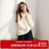 香影【绵羊毛+山羊绒】黄色v领毛衣女2026冬季新款慵懒风针织上衣 白色 M 160/84A/95-110斤