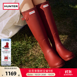 HUNTER雨靴户外露营女鞋惠灵顿经典英伦防水防滑骑士靴女长筒女靴高筒靴 哑光军红色/MLR 37