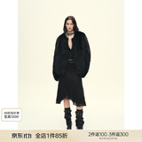 付智恩 进口sagafurs狐狸毛皮草轻盈年轻感圆领毛毛外套女丨芦苇花 黑色-圆领 芬兰sagafurs狐狸毛 L