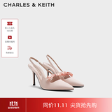 CHARLES&KEITH缎面蝴蝶结尖头高跟凉鞋女生日礼物送女友CK1-60361556 Light Pink浅粉色 35