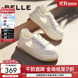 百丽（Belle）透气网面小白鞋女厚底休闲运动板鞋B1175BM3 蜂蜜牛乳-网面 36 (230mm)