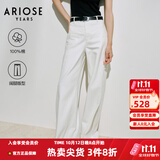 艾诺丝雅诗【商场同款】2026年夏季新款高腰新疆棉白色阔腿牛仔裤女50423243 白色 M
