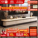 牧影岩板茶几客厅家用意式轻奢高级感2026新款大理石大储物茶几电视柜 电视柜【大理石台面+托底无痕四抽屉】220*40*40cm 【升级FAS级实木多层板】松木/米布纹抽随机