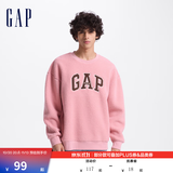 GAP男女装仿羊羔绒贴布绣抓绒卫衣套头上衣609065 粉色 M (170/92A)亚洲尺码【偏大,建议拍小一码】