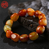 映和 新疆和田玉籽料手串白玉原石手链随形原籽带皮羊脂玉手串男女款带证书 籽料多皮13颗款