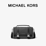 MICHAEL KORS迈克高仕 MK Hudson 男士老花邮差包单肩斜挎公文包男包 黑色 001 NS
