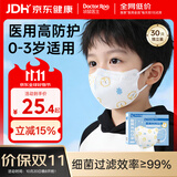 袋鼠医生儿童口罩0-3岁医用外科灭菌级3D立体防尘透气1-3岁宝宝独立装30只