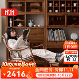溪木工坊新中式实木摇椅老人家用阳台休闲躺椅小户型榆木客厅家具午睡椅子 清风摇椅（带坐垫）+清风矮凳