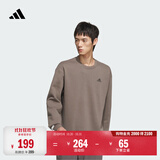 adidas情侣款加绒休闲运动长袖卫衣套头衫单穿上衣男女秋阿迪达斯   深土地棕/黑色   S