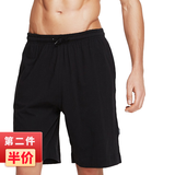 花花公子（PLAYBOY）男士全棉大裤衩秋季家居短裤头纯棉睡裤夏天居家薄款宽松 黑色【纯棉款 766】 L （建议90-120斤）