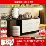 全友家居 法式复古六斗柜伸缩卧室梳妆台实木脚镜子储物转角柜落地柜