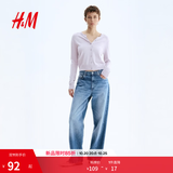 H&M女装毛针织衫夏季慵懒风休闲打底衫短款开衫内搭外套0579541 丁香紫 S 160/88