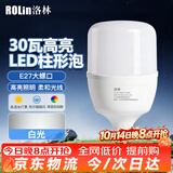 洛林（ROLin）led灯泡大功率家用节能灯泡E27螺口超亮柱形灯泡 30w 白光 6500K