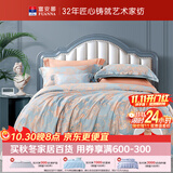 富安娜床上四件套高档提花套件纯棉床单被套单人双人床品1.5米床 灰