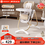 哈卡达婴儿餐椅儿童多功能宝宝儿童餐椅可折叠便携式吃饭桌座椅可调节 升级款-星空白Pro