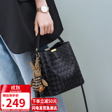 YUYULA牛皮包包女包水桶包轻奢品牌单肩斜挎包生日礼物高级感送女友老婆