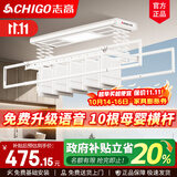 志高（CHIGO） 智能电动晾衣架升降晾衣机阳台智能晾衣机超薄隐形挂衣架晒衣架 白色+照明横杆语音