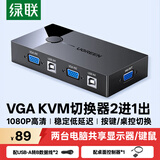 绿联 KVM切换器 VGA视频切屏器 二进一出台式机笔记本电脑显示器监控鼠标键盘USB打印机共享器 30357