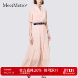 MeetMetro玛依尔法式仙女连衣裙女2026秋新款高端气质纯欲风裙子礼服长裙 藕粉MG200423 M