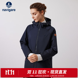 Navigare意大利小帆船小个子风衣女士秋季中长款连帽外套宽松通勤防风夹克 海军蓝 M