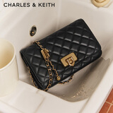 CHARLES&KEITH经典菱格链条小方单肩斜挎包包女包生日礼物送女友CK2-70160131 Black黑色 小包