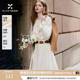 香影【云朵出逃】波西米亚杏白色连衣裙女2026秋新款莱赛尔天丝裙 杏色 M 160/84A/95-110斤