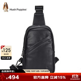 暇步士（Hush Puppies）胸包男牛皮腰包简约时尚运动单肩包潮流斜挎包生日礼物