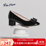 reemoor红色粗跟新娘婚鞋女大码女鞋中跟漆皮单鞋百搭高跟鞋睿慕 黑色瘦脚建议拍小一码4.5cm根 39