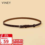 viney牛皮女士皮带时尚百搭细腰带装饰复古针扣细裤带简约裙带生日礼物
