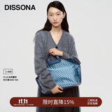 DISSONA迪桑娜幸运锦囊折耳包女包老花单肩包手提托特包 礼物 牛仔色