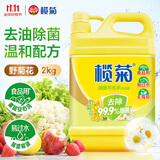 榄菊除菌洗洁精2kg 野菊花香型家用去油污不伤手食品用级别洗涤灵