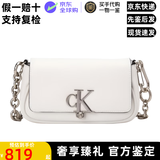 Calvin KleinCK女包休闲时尚通勤字母链条单肩斜挎马鞍包七夕情人节礼物 DH3240-YAF-牛乳白色  月光白-391