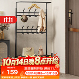 安尔雅衣帽架鞋架落地金属挂衣架现代简约铁艺衣服架子家用置物架 65黑