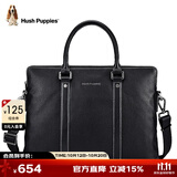 暇步士（Hush Puppies）公文包单肩斜跨手提包真皮手拿包男士商务包电脑包送礼物棕色