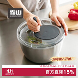 霜山不锈钢沥水盆洗菜篮蔬菜脱水器甩干器水果沙拉甩干机手动甩水神器 【材质升级不锈钢】家庭适用-4.2L
