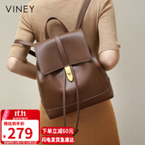 viney牛皮双肩包女大容量轻便出行旅游旅行背包学生书包生日礼物送女友