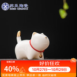 苏氏陶瓷羊脂玉瓷茶具配件茶宠描金小猫咪J0876
