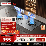 林内（Rinnai）不锈钢燃气灶5kW大火力双眼猛火灶具双灶厨房家用嵌入式二级能效童锁上门安装可调节天然气灶2E08M