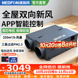 绿岛风（Nedfon） 家用新风系统地下室吊顶双向新风机带热交换过滤PM2.5带手机智控 三层过滤250风量/QFA-D250PDS-Y