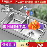 欧琳（OULIN）厨房水槽0涂层SUS304不锈钢洗菜盆洗碗池大双槽洗菜池左右可选