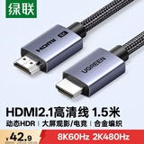 绿联HDMI线2.1线满血8K60Hz 2K480Hz高清视频连接线兼容2.0笔记本电脑接电视显示器投影仪1.5米25909
