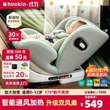 Heekin舒悦新生婴幼儿童安全座椅汽车用0-6-12岁宝宝车载可坐躺通风加热 舒悦-智能款-旷野绿【加配:双通风加热+透气坐垫+遮阳棚】