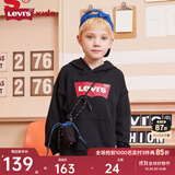李维斯（Levi's） 童装男女童连帽经典蝙蝠标卫衣春秋纯棉儿童舒适针织上衣 正黑色 140 /68 【建议身高128-140cm】