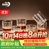 青苹果锤纹玻璃洋酒杯220ml6只威士忌酒杯 玻璃水杯饮料杯饭店会所待客