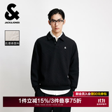 杰克·琼斯（JACK&JONES）26年秋季新款男装宽松肌理POLO翻领运动休闲卫衣男士长袖打底衫 E40黑色 M 175