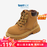 天美意（TEENMIX）童鞋儿童马丁靴女童2024新款春秋单靴男童大黄靴皮靴子中大童短靴 黄色(加绒) 35